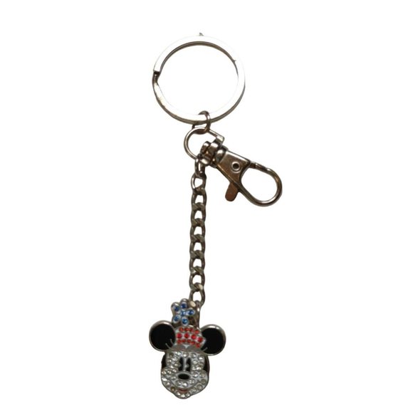 Unknown Accessories - Silver Tone Minnie Mouse Keychain Or Craft Charm Accent